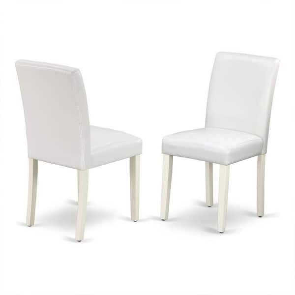 Set of 4 35" Leather Dining Chairs Linen White 17x36 Bed Bath